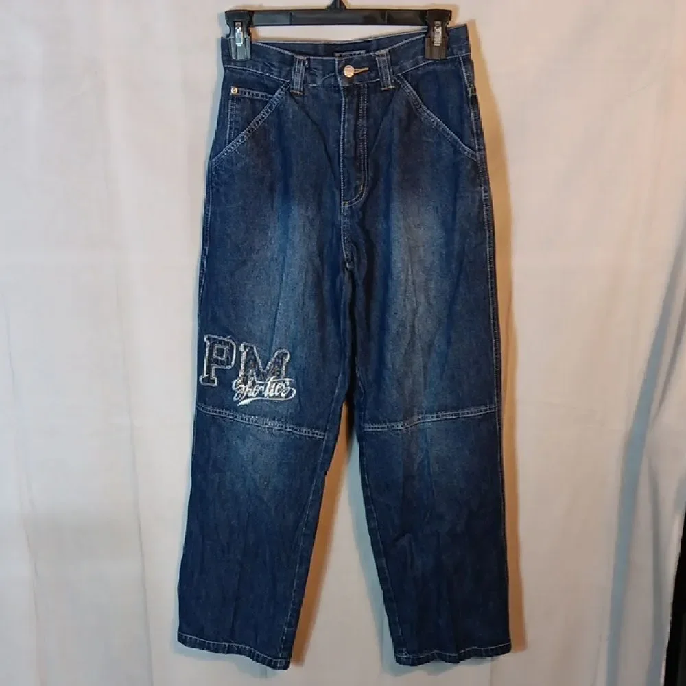 Blue Denim Jeans with Embroidered Logo